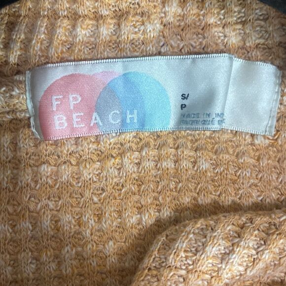 Free People , Erica hoodie waffle top orange size small - Picture 10 of 11